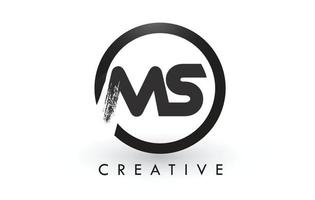 MS Brush Letter Logo Design. Creative Brushed Letters Icon Logo. vector