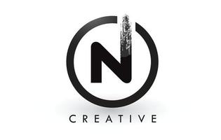 N Brush Letter Logo Design. Creative Brushed Letters Icon Logo. vector