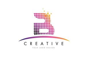 B Letter Logo Design with Magenta Dots and Swoosh vector