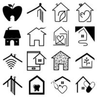 Set of real estate, smart home technology, medical home, love home vector icons. Smart house automation control system symbols. Modern infographic icons for web, mobile apps and ui design.