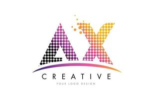 AX A X Letter Logo Design with Magenta Dots and Swoosh vector