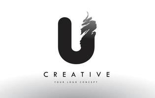 U Brushed Letter Logo. Black Brush Letters design with Brush stroke design. vector