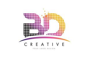 Diseño de logotipo bd bd letter con puntos magenta y swoosh vector