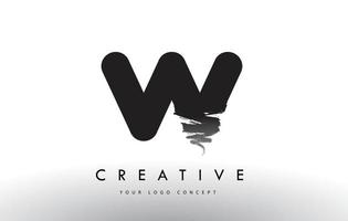 W Brushed Letter Logo. Black Brush Letters design with Brush stroke design. vector
