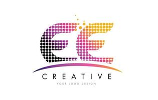 EE E E Letter Logo Design with Magenta Dots and Swoosh vector