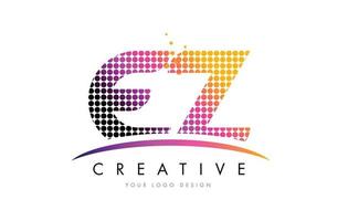 EZ E Z Letter Logo Design with Magenta Dots and Swoosh vector