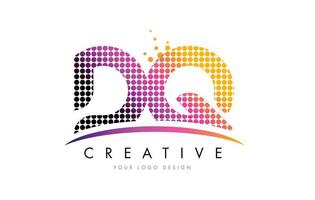 DQ D Q Letter Logo Design with Magenta Dots and Swoosh vector