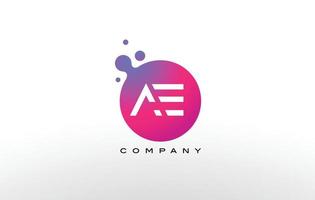 Diseño de logotipo de puntos de letra ae con burbujas de moda creativas. vector