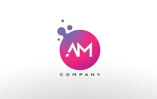 AM Letter Dots Logo Design with Creative Trendy Bubbles. vector