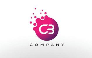 Diseño de logotipo de puntos de letra cb con burbujas de moda creativas. vector