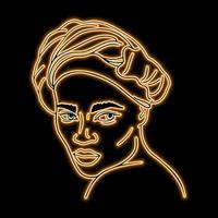 neon woman face, vector woman