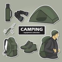 Camping set, hand drawn elements. Perfect for scrapbooking, craft projects, posters, tags, sticker kit. Vector illustration.