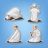 Muslim Pray Set Movement Icon Illustration Vector