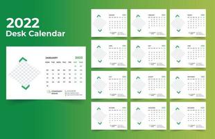 diseño de calendario de escritorio 2022 conjunto de plantillas de 12 meses, la semana comienza el lunes, diseño de papelería, planificador de calendario vector