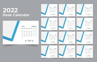 diseño de calendario de escritorio 2022 conjunto de plantillas de 12 meses, la semana comienza el lunes, diseño de papelería, planificador de calendario vector