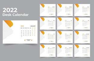 diseño de calendario de escritorio 2022 conjunto de plantillas de 12 meses, la semana comienza el lunes, diseño de papelería, planificador de calendario vector