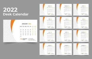 diseño de calendario de escritorio 2022 conjunto de plantillas de 12 meses, la semana comienza el lunes, diseño de papelería, planificador de calendario vector