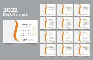 Desk calendar design 2022 template Set of 12 Months, Week starts Monday, Stationery design, calendar planner vector