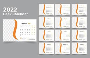 diseño de calendario de escritorio 2022 conjunto de plantillas de 12 meses, la semana comienza el lunes, diseño de papelería, planificador de calendario vector