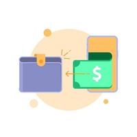 withdraw in cash the balance from smartphone, mobile banking concept illustration flat design vector eps10, icon