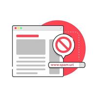 don't click spam URL, suspicious and dangerous hyperlink concept illustration flat design vector eps10, modern graphic element for infographic, landing page, empty state app or web ui