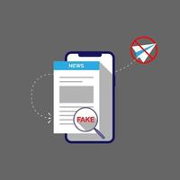 check the truth and don't share hoax, fake news app on smartphone concept illustration flat design vector eps10