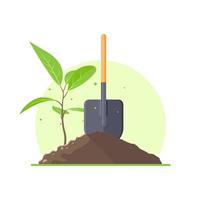 mound, plants, shovel colorful icon. plant tree, agriculture, farming, gardening concept illustration flat design vector eps10
