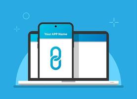 linking the smartphone to laptop concept illustration flat design vector eps10, simple and modern style graphic element for landing page, empty state ui, infographic, etc