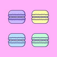 Set of macarons cartoon style icon illustration vector