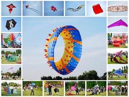 Ferrara, Italy, 2011 - Photo Collage of International Kite Festival Vulandra. Ferrara. Italy