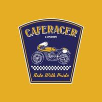 Insignia de logotipo vectorial de caferacer para club de motocicletas de garaje personalizado vector