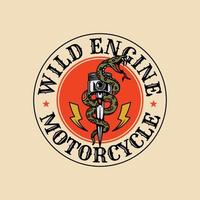 Vector logo badge of snake for custom garage motorcycle club