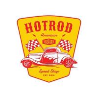 Vector logo badge of vintage car for custom garage club