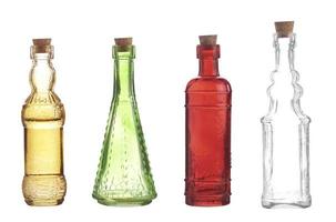 antique vintage medicine bottles on white background photo