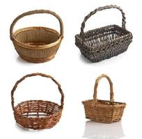 vintage wicker basket on white background photo