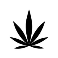 Vector of black or silhouette view of cannabis leaf or hemp or marijuana, herbal plant for medical treatment