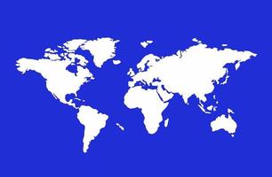 World map white isolated on blue background. The map of the world. vector