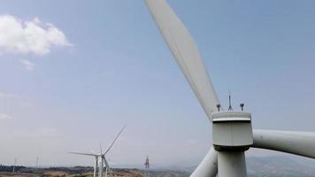 Top view, Large wind turbine blades. Sort on the top of a mountain. video