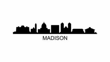 Madison skyline on a white background video