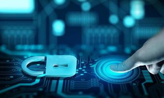 Data protection Cyber Security Privacy with Fingerprint identification access. photo