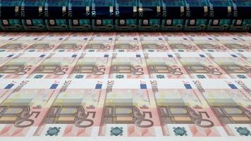 50 euro geldbankbiljetten afdrukken naadloze looping animatie valuta financiën contant geld bankzaken