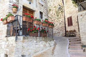 Assisi village in Umbria region, Italy. The town is famous for the most important Italian Basilica dedicated to St. Francis - San Francesco. photo