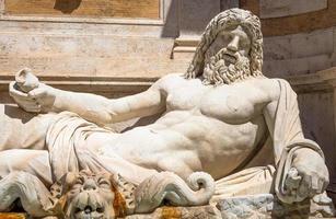 Famous Greek sculpture of Ocean god, named Marforio, located in Rome, Italy. Classic mythology in art.