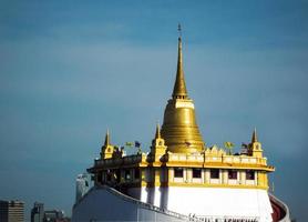 Golden Mountain phu khao Tong Bangkok Thailand The pagoda on the hill in Wat Saket temple.The temple Wat Sa Ket is an ancient temple in the Ayutthaya period. photo