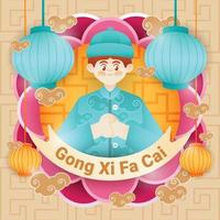 plantilla de fondo gong xi fa cai vector