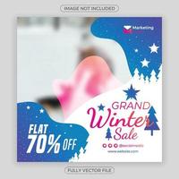 Winter sale blue and white social media post template vector