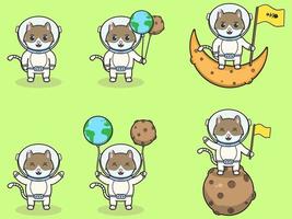 Vector Illustration of cute Cat  with an astronaut costume