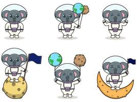 Vector Illustration of Cute Koala with an astronaut costume