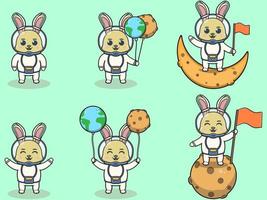 Vector Illustration of Cute Rabbit with an astronaut costume