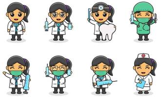 Vector illustrations of Cute Girl with doctor costume